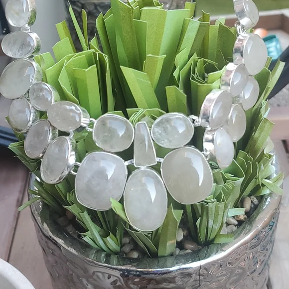 New Oversized Golden Rutile 925 Silver Statement Necklace. - Picture 7 of 16